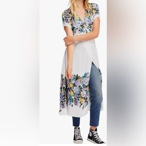 Free People Floral Print Wrap MIDI Dress